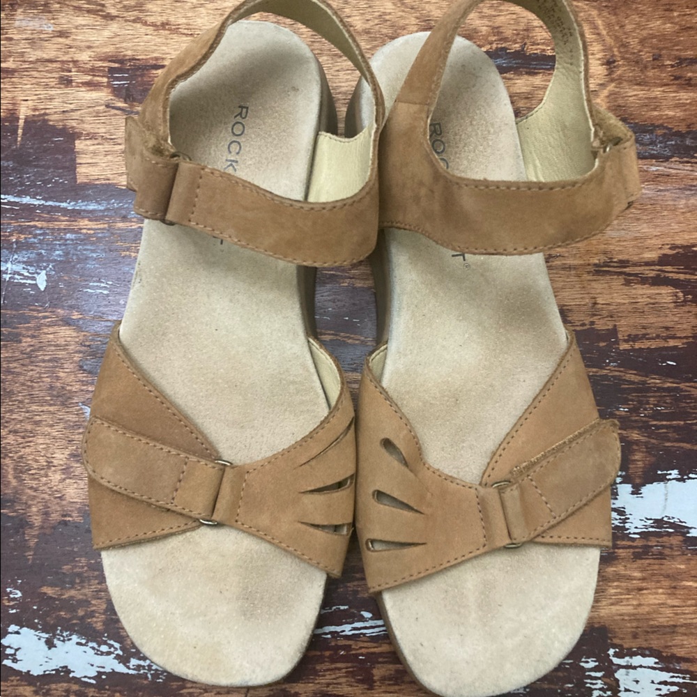 Rockport Tan Suede Sandals adjustable front and back size 7